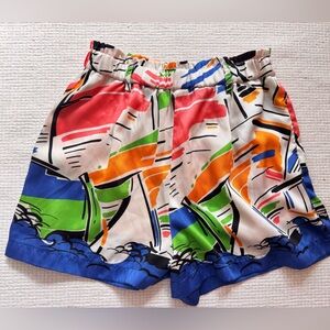 Zara Silky Multicolor Abstract Print Women's Shorts Festival Summer Resort Beach